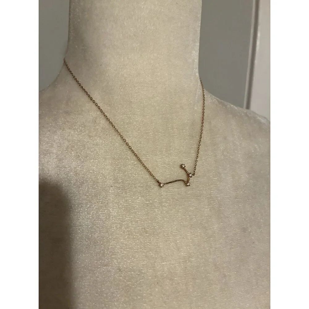 Aries Constellation Gold Chain Rhinestone Necklace